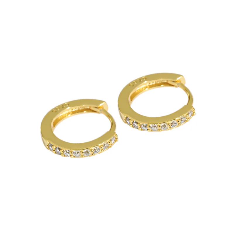 

Rhinestone Circle Shiny CZ Crystal Hoop Earrings 925 Sterling Silver Earrings 18k Gold Plated Huggie Hoop Earrings For Women, Customized color