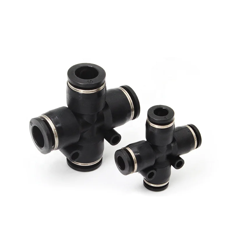 

Factory Price PZA Series 4/6/8/10/12mm plastic 4 way one touch quick connect pneumatic air cross tube fitting