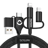 

SOSLPAI high feedback multi phone charge cable nylon weave 2.1a 3in1 usb charging cable