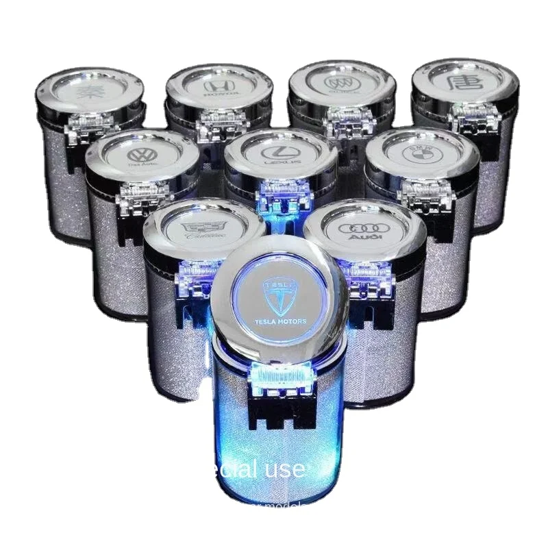 

Customized Smoking Led Light Color Ashtray Card Car Ash With Cylinder Cover
