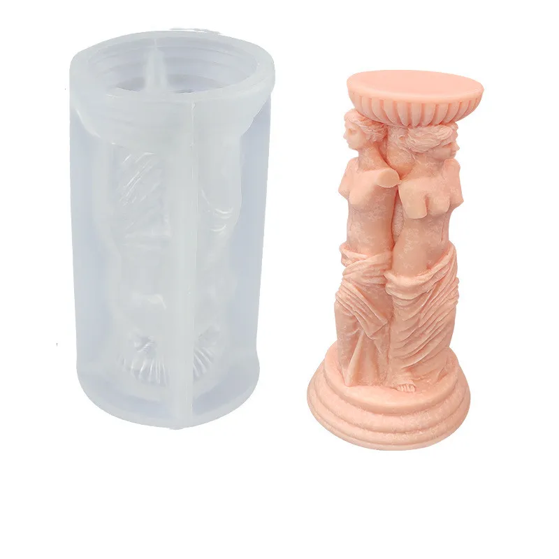 

Factory Outlet 2022 New Design DIY Retro Roman Column Craft Handmade Statue Candle Making Silicone Mold, White