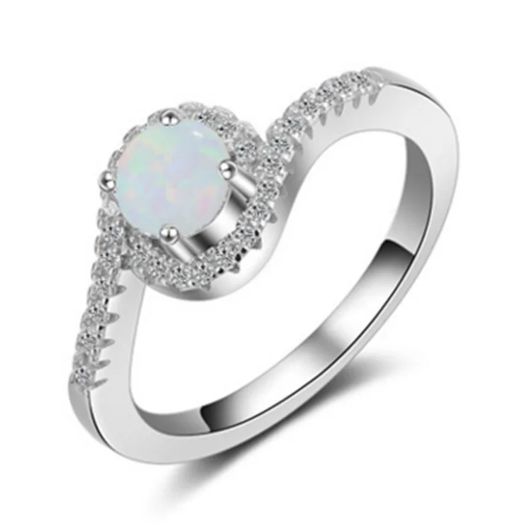 

Silver S925 Colorful diamond opal stone twist arm design diamond ring Women's ring