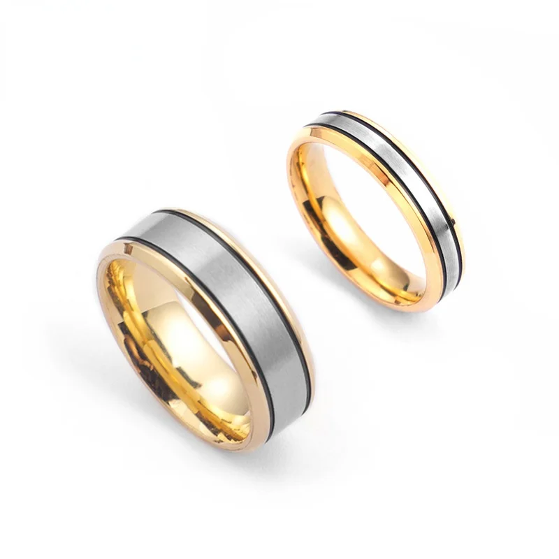 

Factory Direct Hot Selling Anniversary Gift Gold Plated Couple Stainless Steel Rings