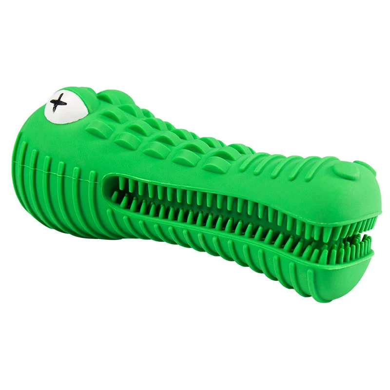 

2021 Amazon best Seller Aggressive Chewers Toothbrush Dog Chew Toy Alligator For Pet, Green/blue