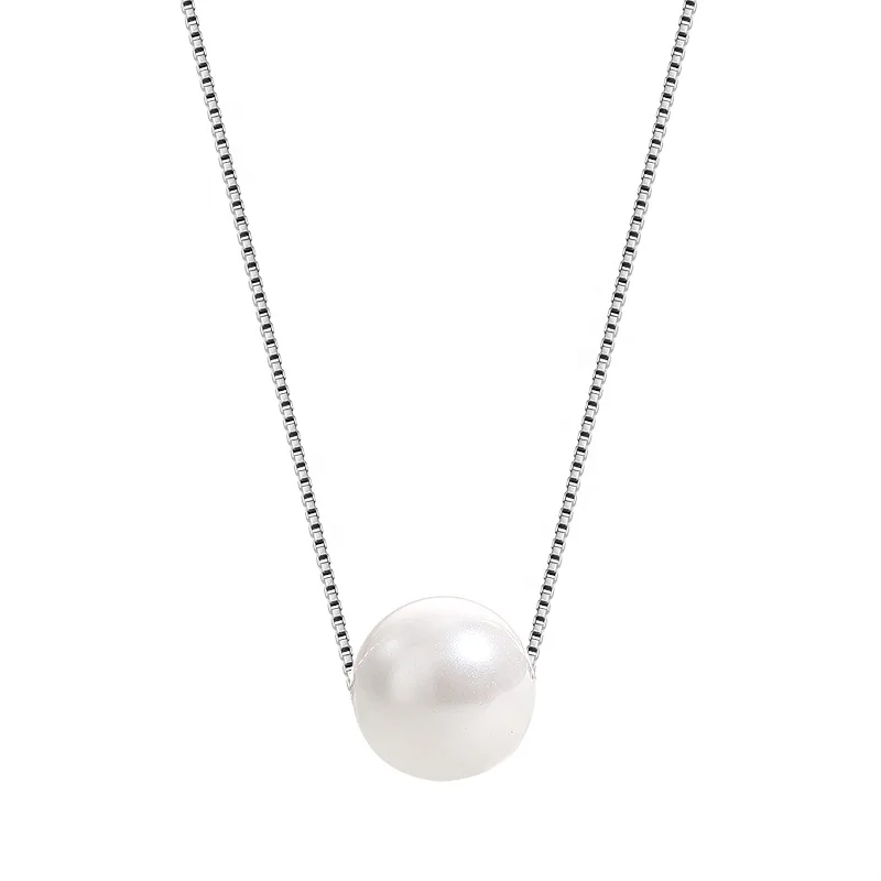 

Minimalist One Shell Pearl with 925 Silver boxchain Pearl Necklace for Women