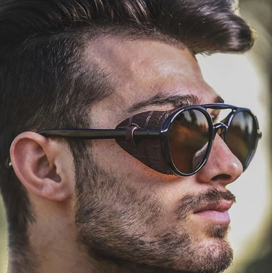 

Amazon Hot Selling Retro Round Frame New Designer Mens Sunglasses with Exaggerated Steampunk Shape Sunglasses 2021