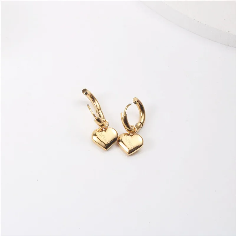 New Trendy Earring 18K Gold Plated Forever Heart Hoop Earring Stainless Steel Jewelry