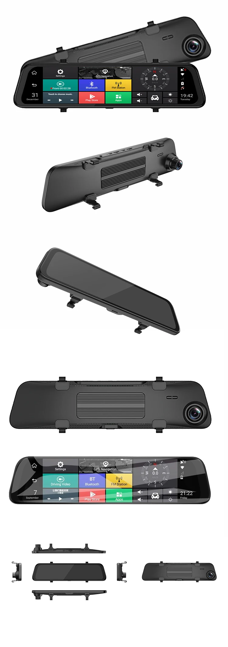 4G automobilski DVR 10 "Android 5.1 GPS Navigacija Stream RearView Mirror FHD 1080P ADAS Dash Cam Camera Video Recorder Auto
