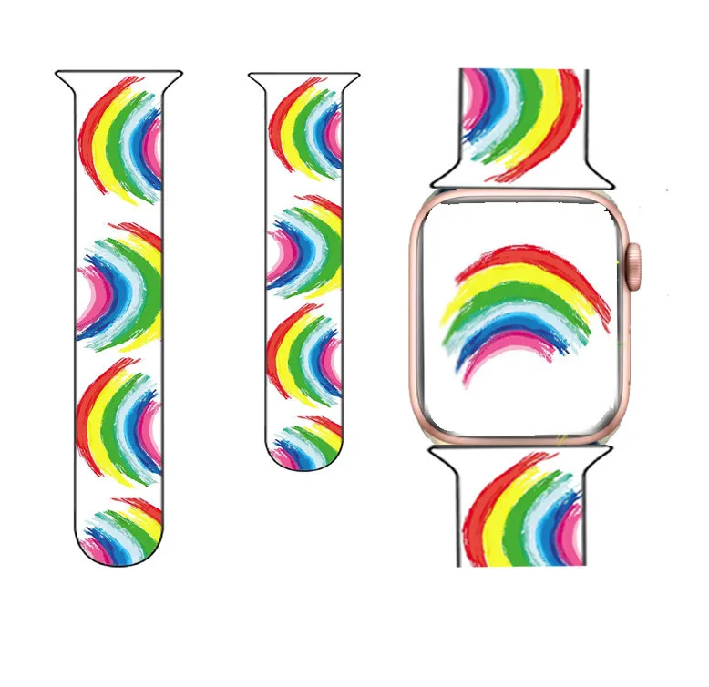 

Retro Paint strap For Apple Watch Band 44mm 40mm 38mm 42mm silicone Belt bracelet for iWatch Series 3 4 5 SE 6, Colorful