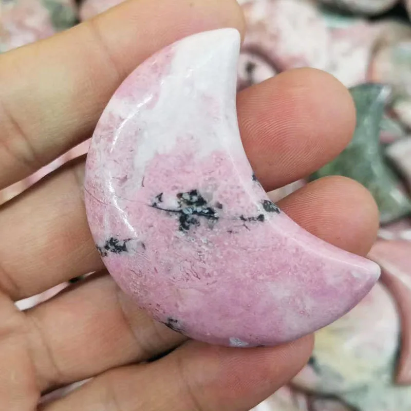 
Wholesale High Quality Natural Crystal Rhodonite Moon For Home Decoration 