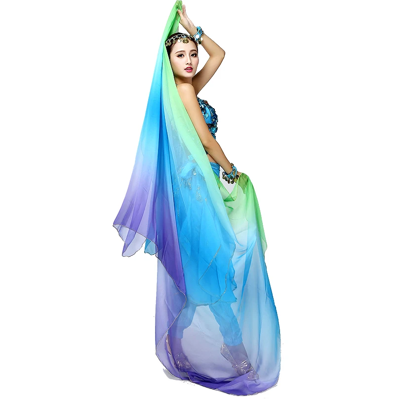 
220*120cm Customize Colorful Dance Scarf Women Belly Dance Veil 