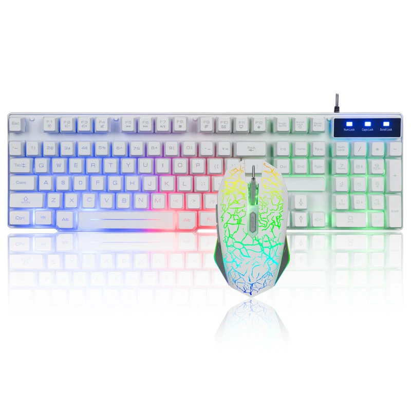 

Waterproof 104Keys backlight gaming rgb keyboard and mouse set, White /black