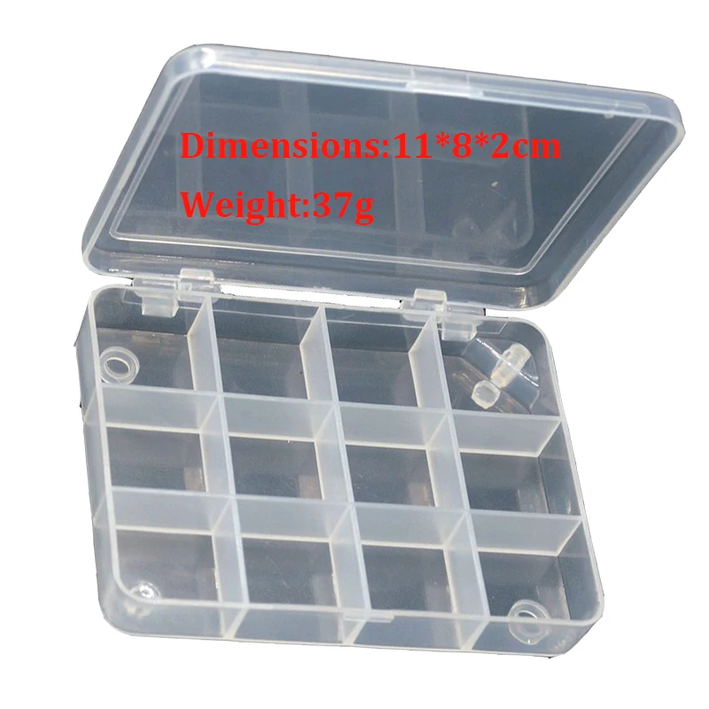 

Cheap price portable 12 compartment transparent plastic fishing tackle box lure box