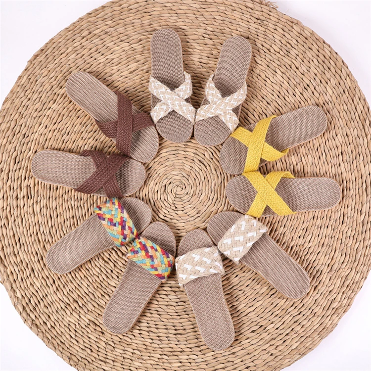 

Summer Lady Flax Slipper Shoe Cork Slides Sandals Slippers for Women