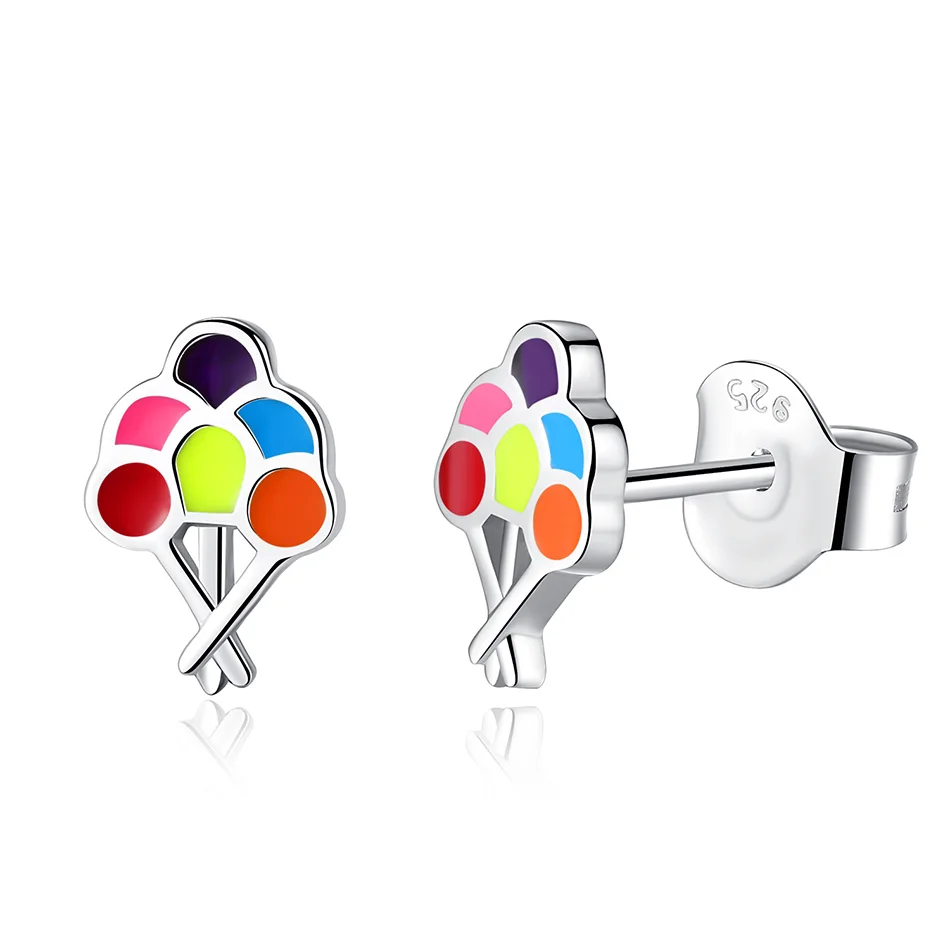 

Unique Design 100% 925 Sterling Silver Colorful Drawing Board Stud Earrings for Women and Kid Silver Jewelry Best Gift