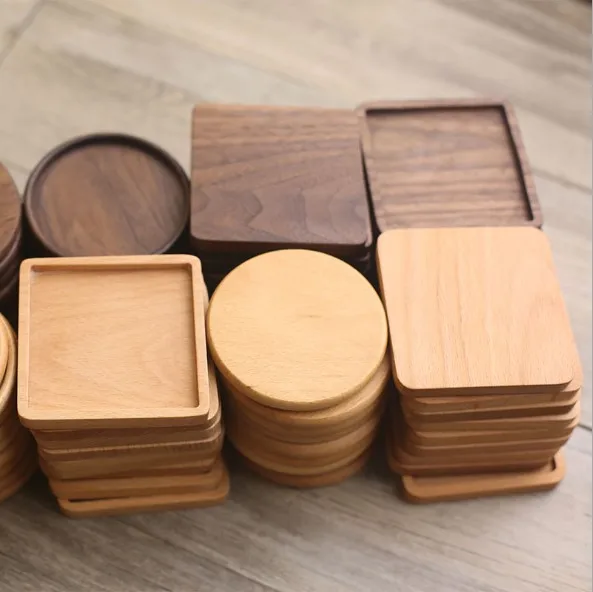 

Wholesale Custom factory Diy wood coaster walnut wooden coaster beech coaster for coffee cup