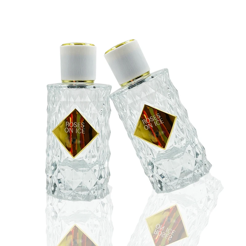 

RTS in stock new design unique luxury empty clear 50ml glass perfume bottles diamond design dubai