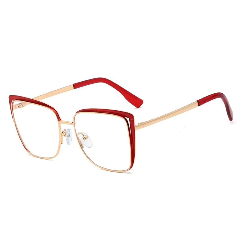 

SHINELOT 95606 Square Women's Glasses Vintage Alloy Oversized Square Eyeglasses Men Retro Transparent Eyewear