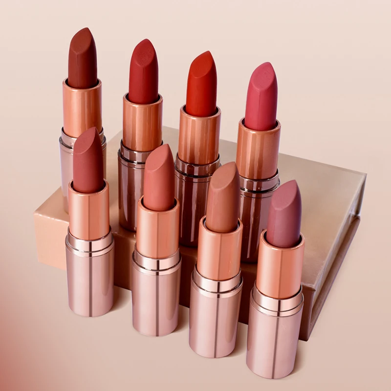 

No Label Waterproof Wholesale Gold Tube Lipstick Matte Lipstick Set, 8 colors
