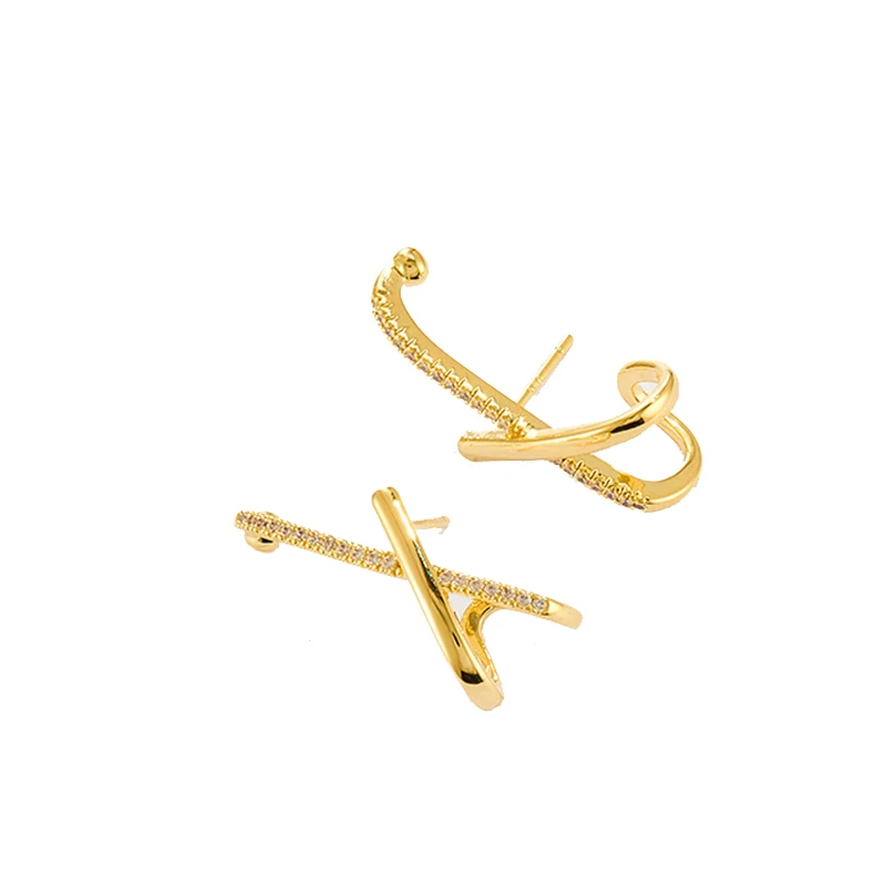 

2021 Fashion Vintage Shiny Crystal Ear Clip Wrap Crawler Hook Earrings Jewelry for Women Girls