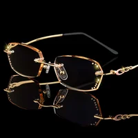

South Korea Diamond Cutting Edge Glasses Fashion Women Frameless Reading Glasses Metal Glasses Frame 2324