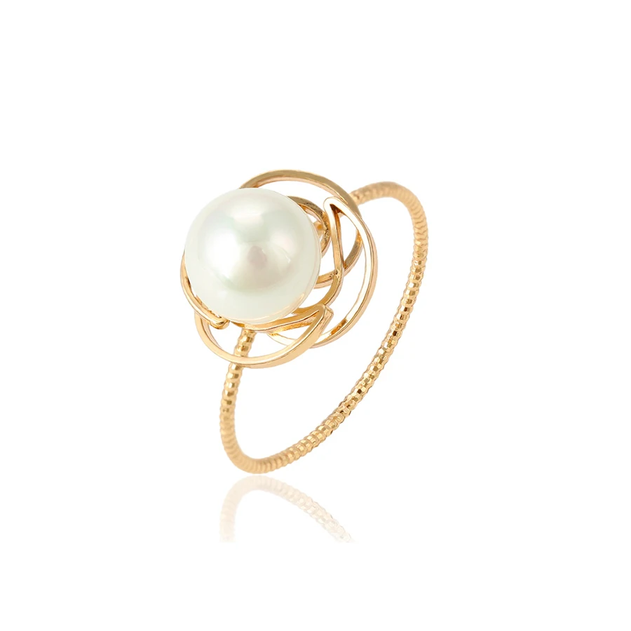 

15462 xuping wholesale in guangzhou factory fashion latest pearl ring design for women wedding party gift, White