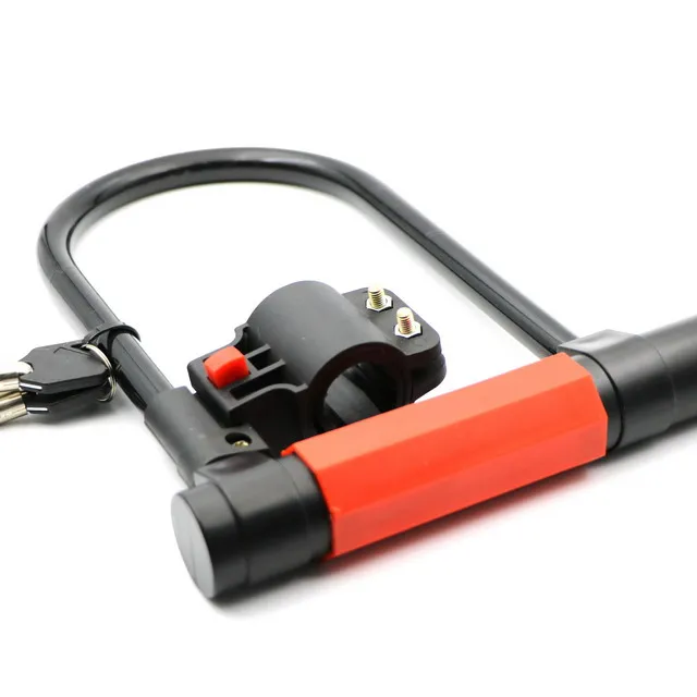 

Anti-theft Heavy Duty Steel U type good quality bike lock with key, Black+red