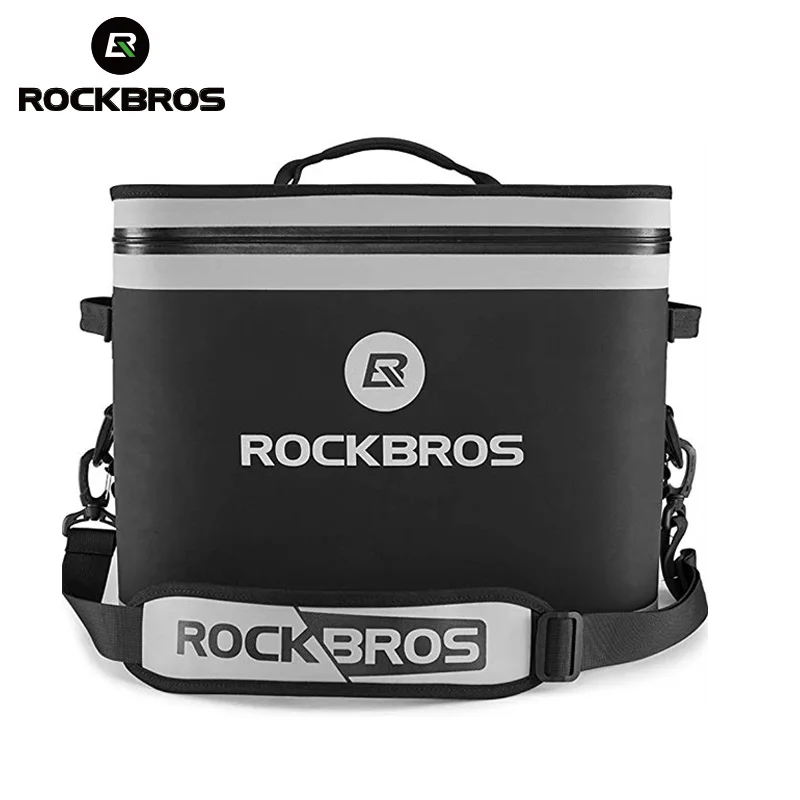 

ROCKBROS Extra Large Denim Insulated Lunch Bag Outdoor Picnic Waterproof Wine TPU Camping BBQ Ice Cooler Bag for Food, Black,gray