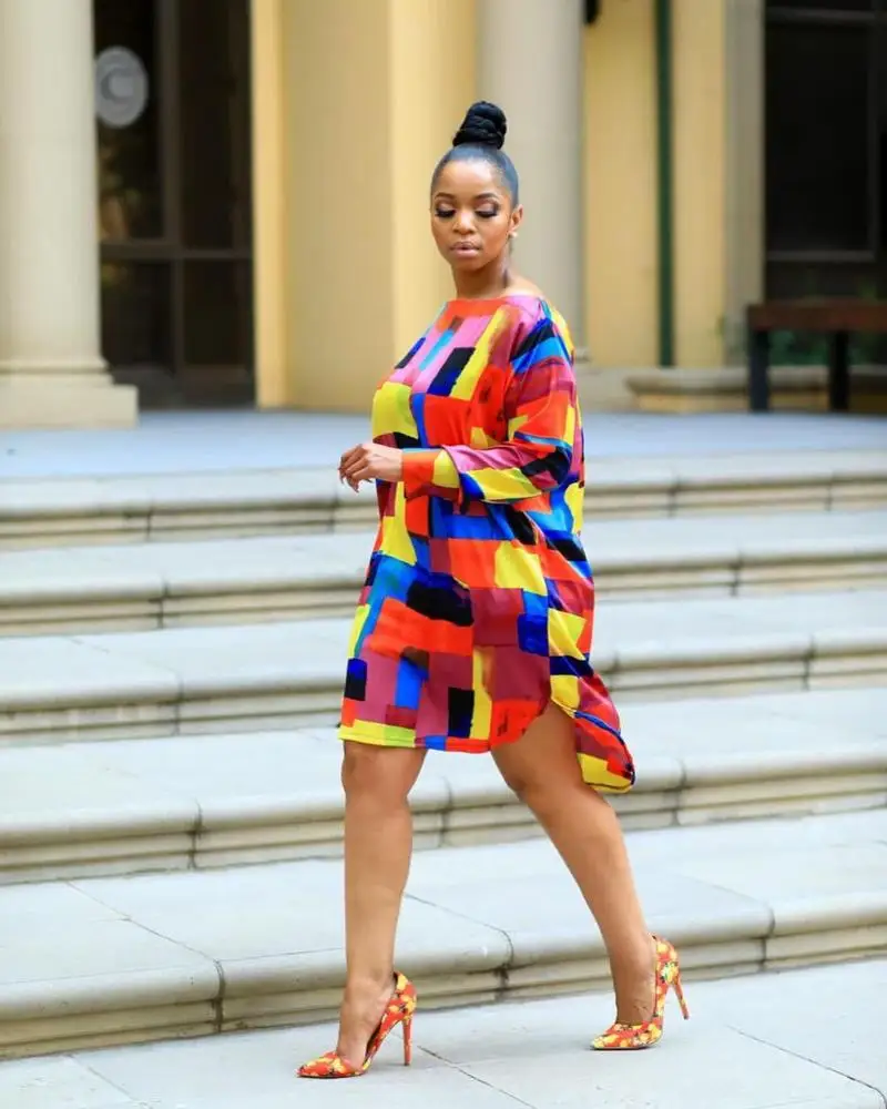 

2020 New Fashion long sleeve Ladies dress Women Digital print plus-size casual Dress, Shown