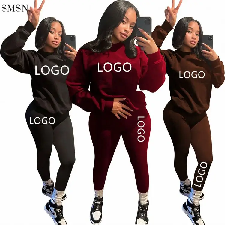 

Hot Sale Solid Color Long Sleeve Casual Hoodie Bodycon Sweat Pants Jogger Set Two Piece Set Women Clothing