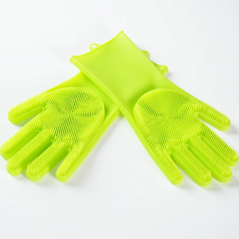 

HYRI hot sale magic wash scrubber hand glove heat resistant dish washing silicon gloves for kitchen