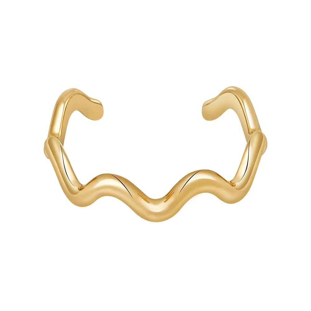 

Latest 18K Gold Plated Brass Jewelry Irregular Waved Line Design Opening Bangle For Women Punk Accessories Bracelet B232359