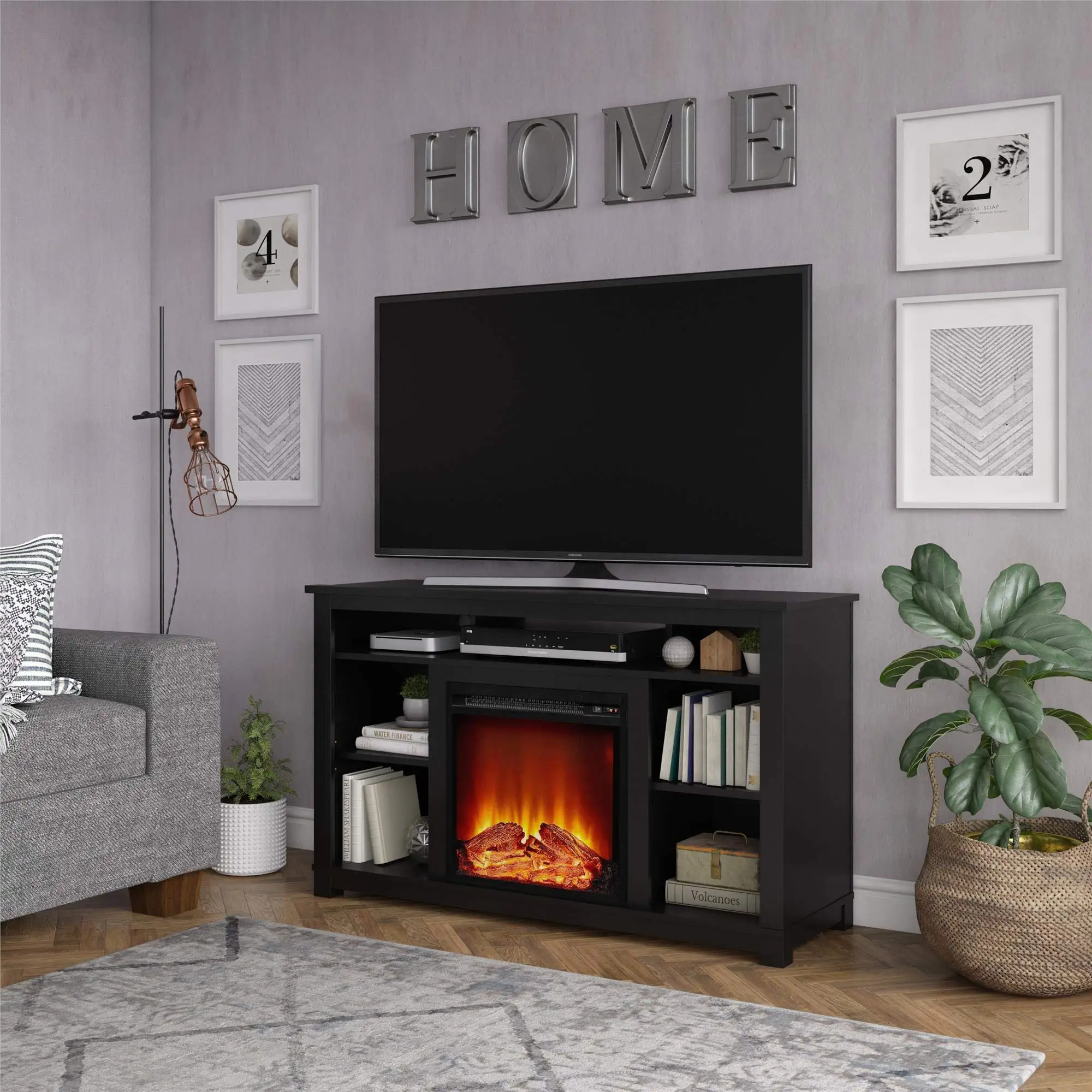 

electric fireplace tv stand and coffee table electric fireplace floating tv stand for living room, Wood color or pure color