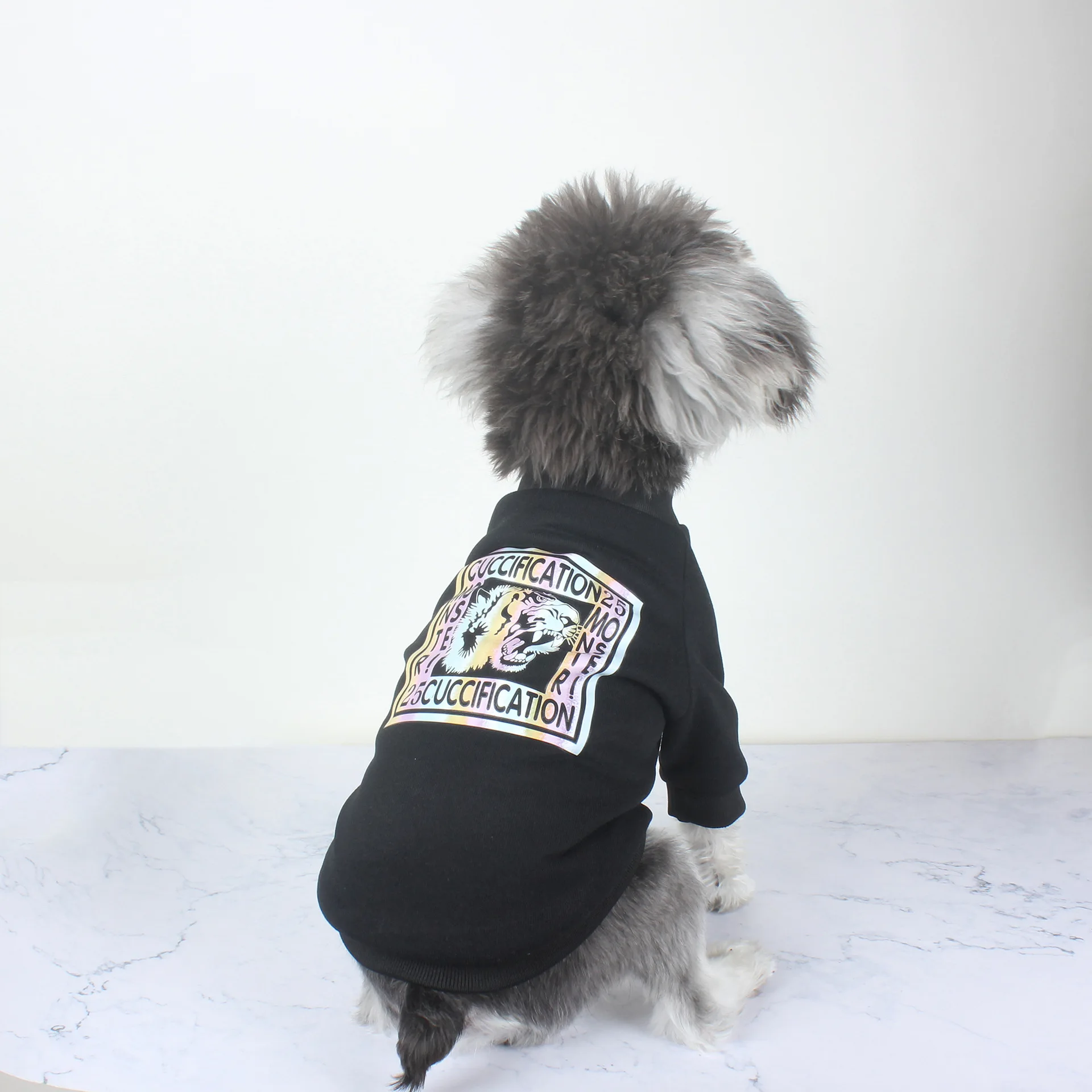 

Popular luxury brand autumn winter plus plush tiger pet hoodie dog clothing