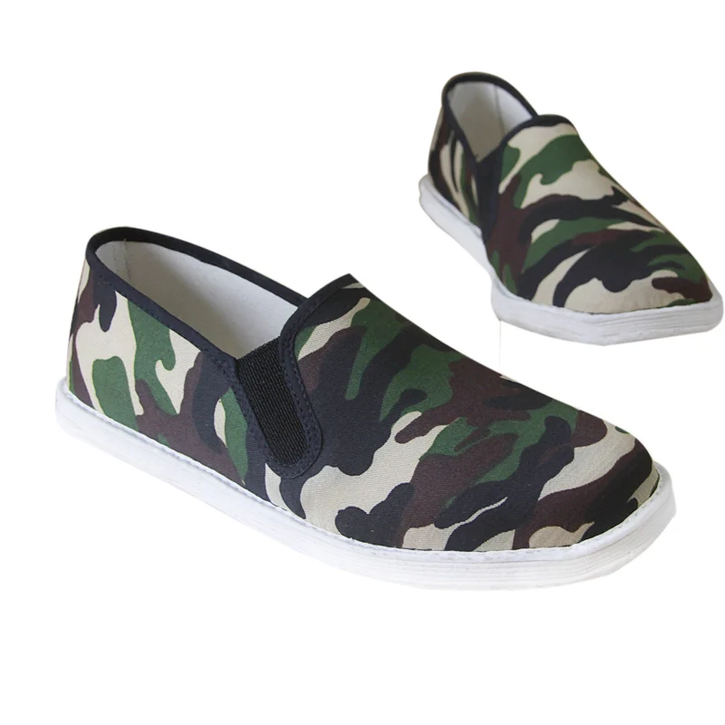 

New Design Chinese Fabric Camouflage Shoes Men Layers Soles Elastic Kungfu Tai Chi Shoes Woman Traditional Casual Shoe