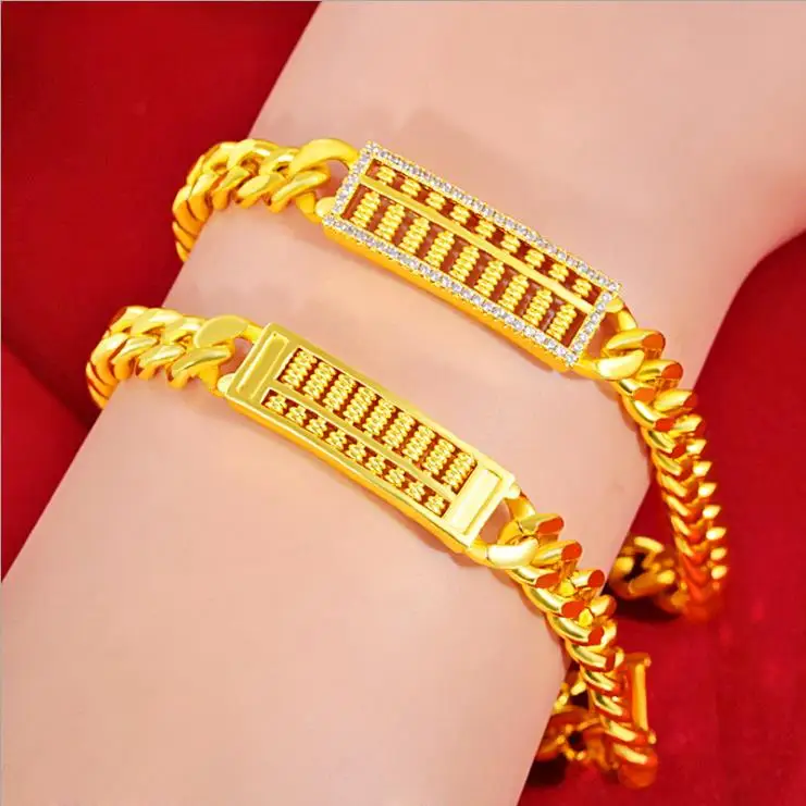 

female abacus bracelet Gold plated bracelet fashion Women bracelet 24k gold chian with zircon Free shipping party jewelry gift