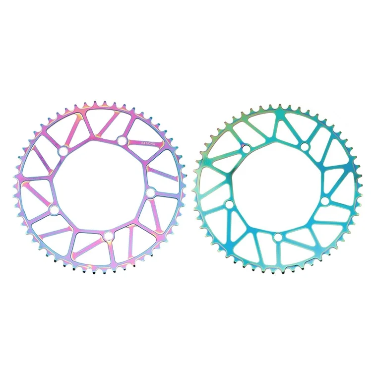 

High quality 130 bcd 46/48/50/52/54/56/58T chainring bicycles parts, Rainbow