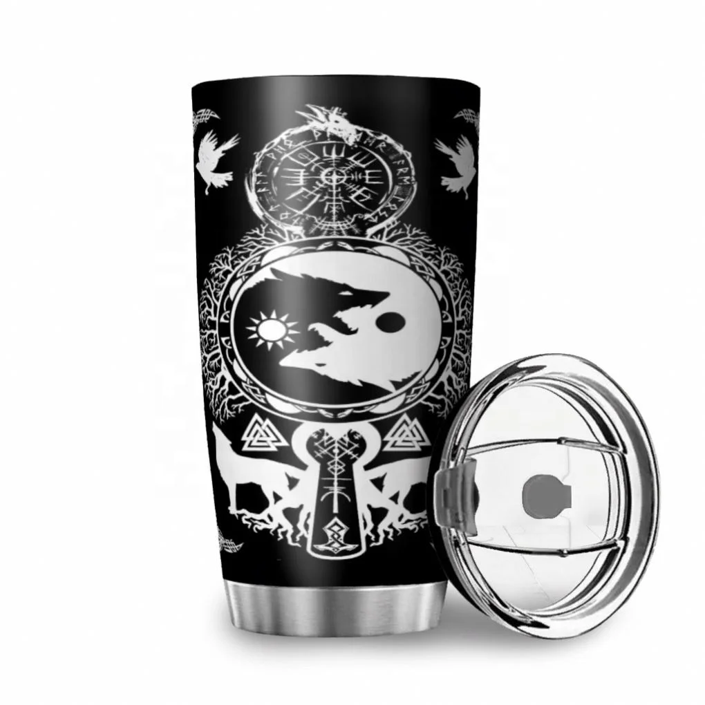 

2021 Souvenir Stores Minimalist Wholesale Ceramic Cups Viking Fenrir Car Cup Hight Quality Sublimation