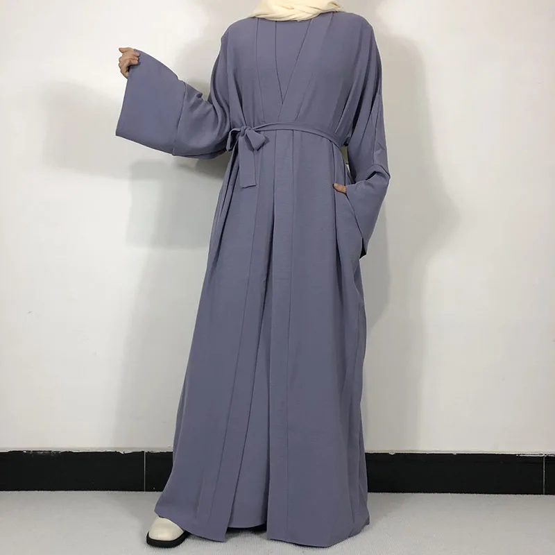 New Arrival Muslim Women 2 Piece Abaya Set Middle East Soft Crepe Modest Abaya Islamic Clothing