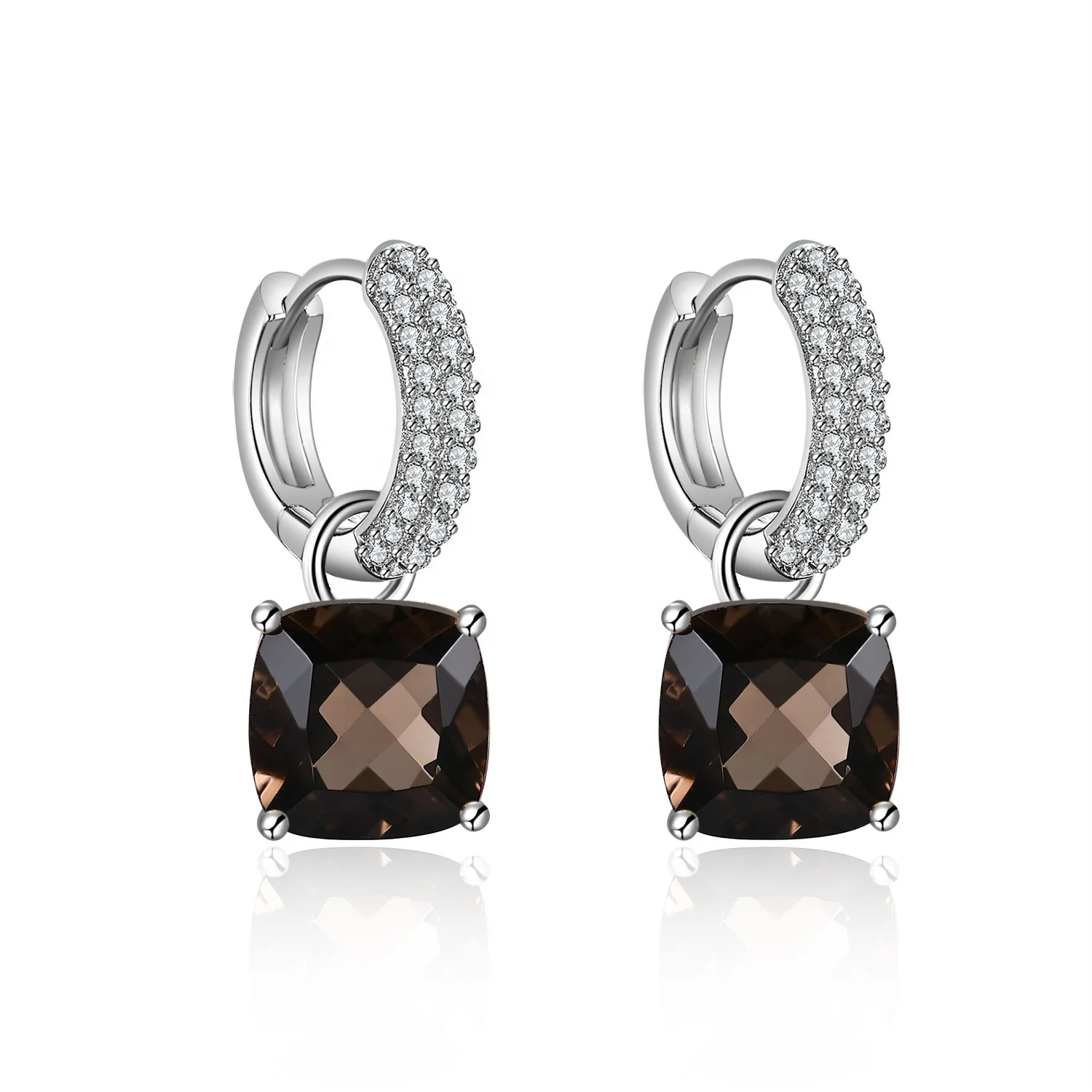 

Abiding Shield Long Lasting Plating Tarnish Free 2021 Latest Trendy Smoky Quartz 925 Sterling Silver Earring