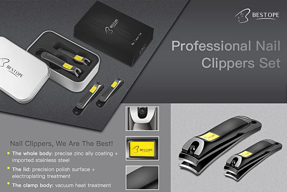 Bestope Professional Nail Clippers Kit Pedicure Care Tools Big Nail