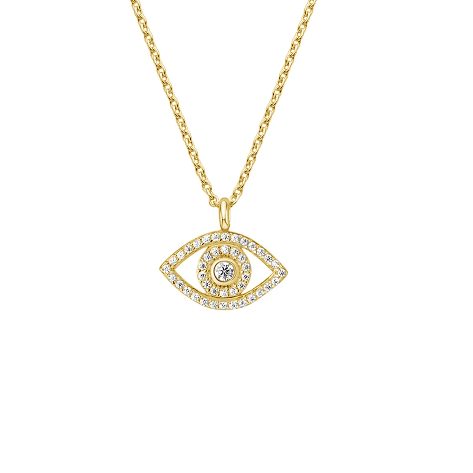 

Costume Jewelry for Women Wholesale 925 Sterling Silver Necklace 18K gold Plated Blue Eye Diamond Pendant necklace