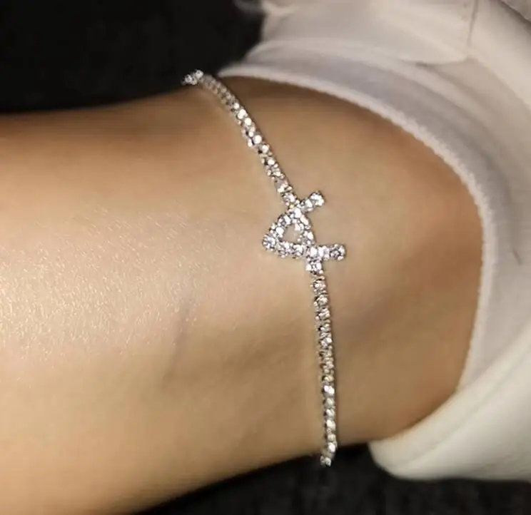 
New 26 Letter Name Anklet Personality Tennis Bracelet Letter Foot Chain Foot Jewelry 
