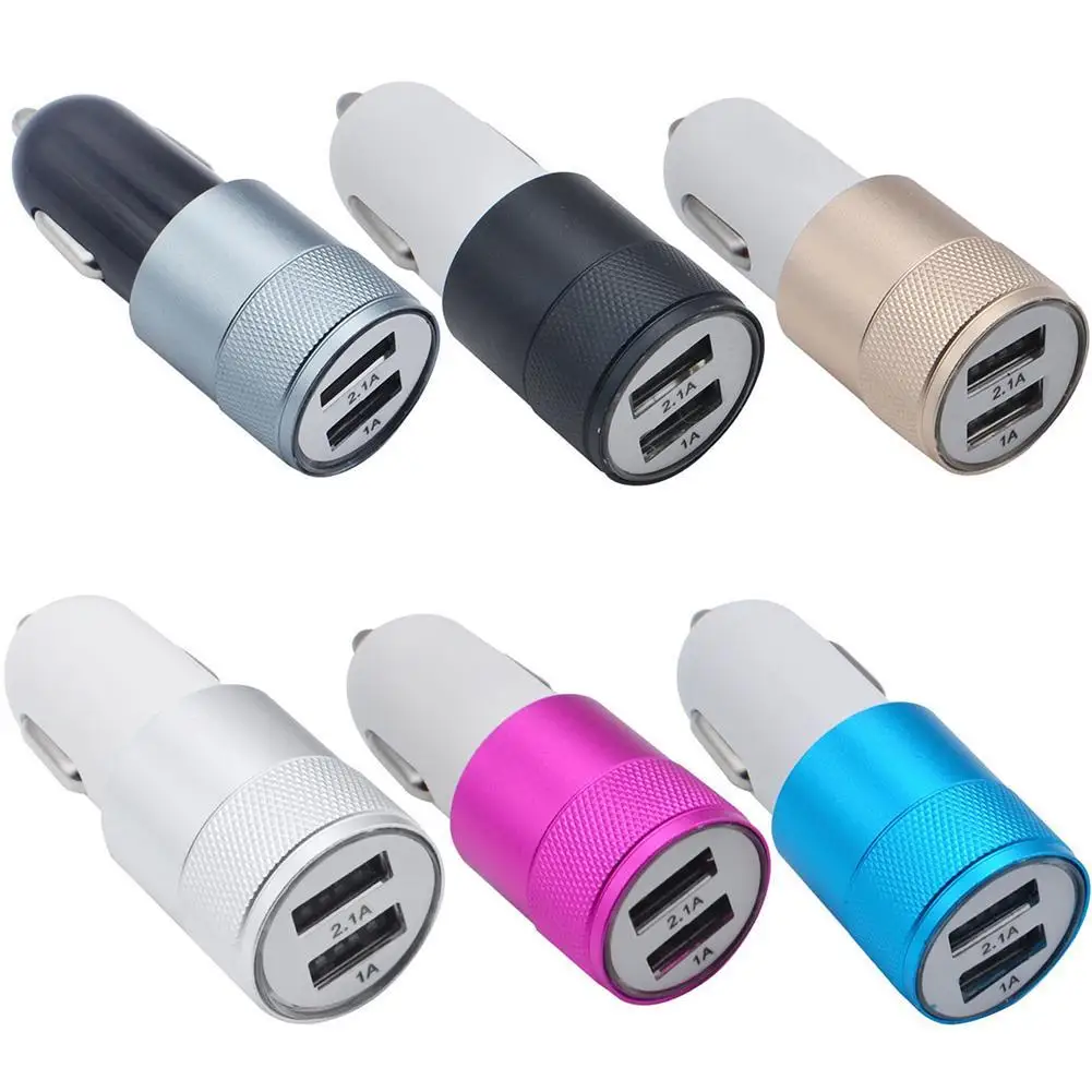 

LED 5V 2.1A Dual USB Fast Car Charger Metal Alumium Alloy Adapter for iPhone Samsung Galaxy Tablet