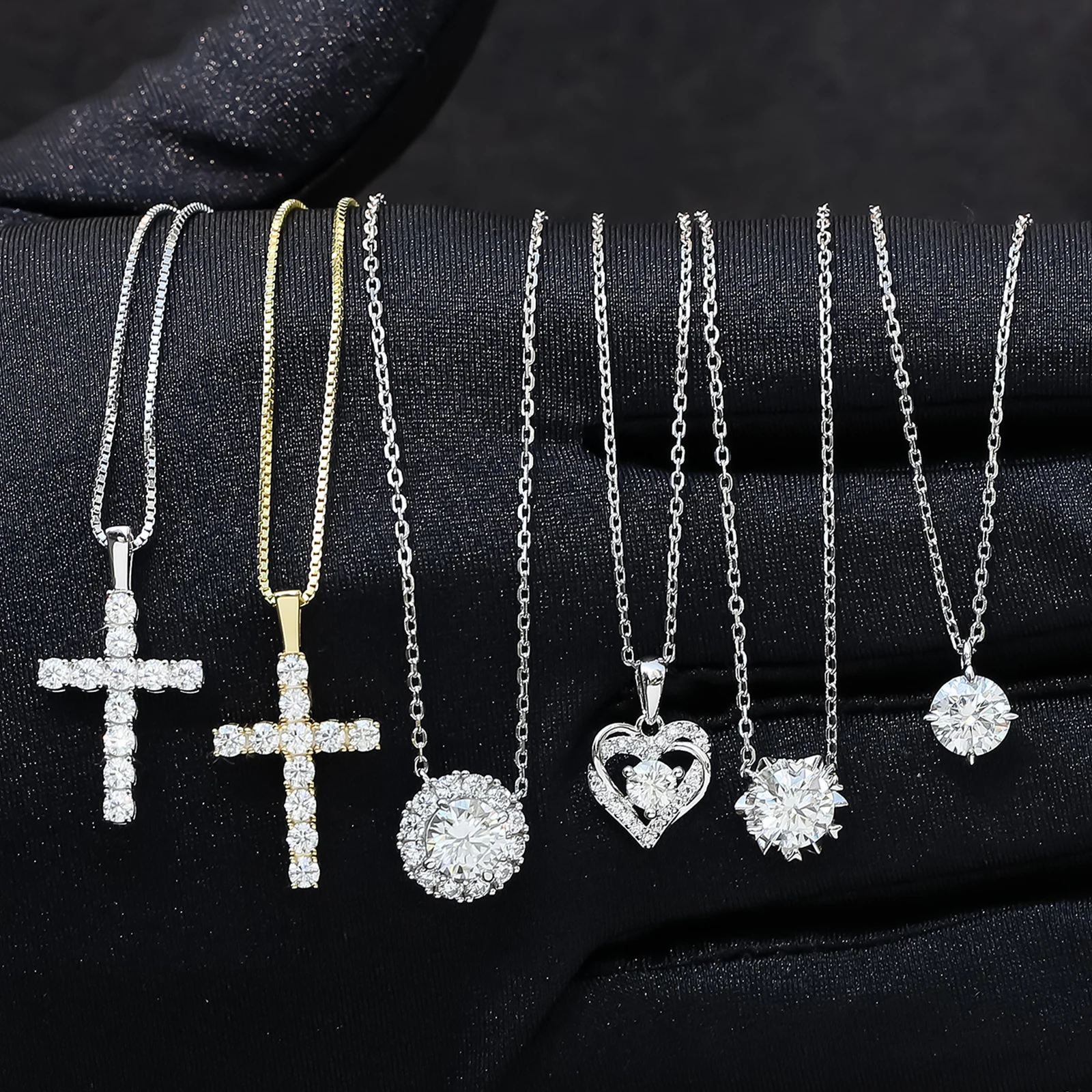 Heart Flower 925 Sterling Silver Chain Women Jewelry VVS Moissanite Halo GRA Gold Plated Wedding Bridal Diamond Pendant Necklace