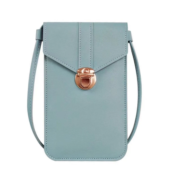 

no moq small leather crossbody phone bag mini pu shoulder bag lightweight cellphone wallet purse for women, Grey,pink,red,black,green,blue