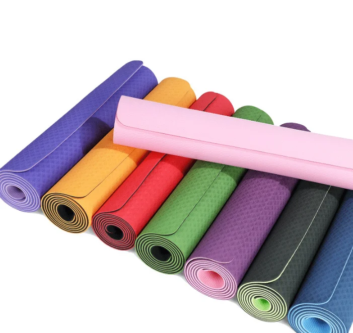

TPE 6MM Thick 183*61 CM Yoga Mat Double color Exercise Fitness Gym Mat Lose Weight Pilates Pad Non Slip For Home Or Travel