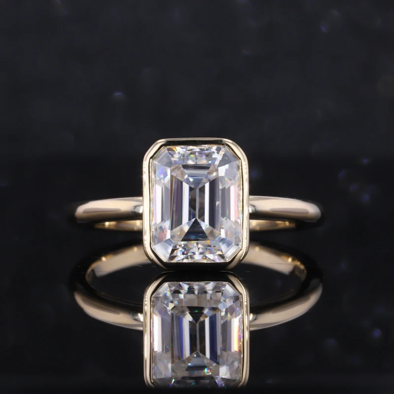 

Starsgem emerald cut 8x6mm engagement ring 14K gold emerald cut moissanite ring