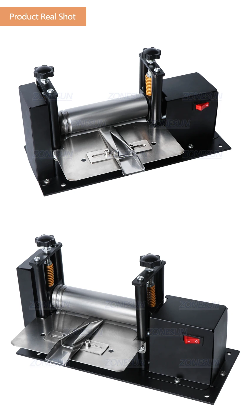 Zonesun Manual Leather Belt Rolling Machine Shoulder Strap Leather Laminating Folding Machine