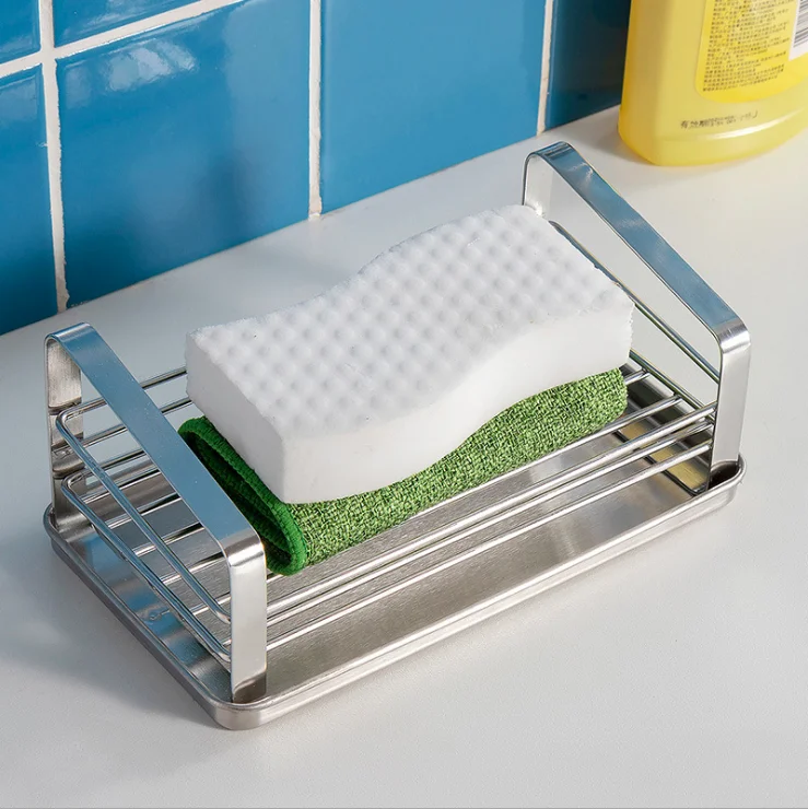 

Stainless steel sink storage hanging basket kitchen rack dishwashing detergent scouring pad sponge drain rack